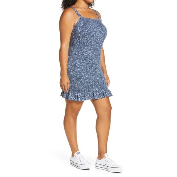 BP.‎ NEW $39 Smocked Tank Mini Dress in Navy Simple Floral Plus Size 3X - Picture 3 of 4